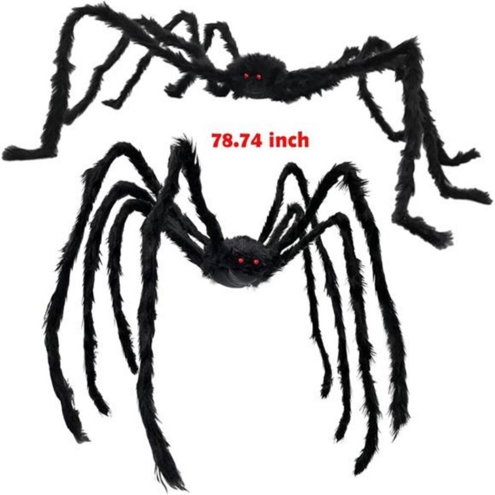 2 Pack Giant Spiders Halloween Decor Outdoor Indoor 6.5Ft Extra Large Poseable
